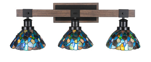 Toltec Lighting - 1843-MBDW-9955 - Three Light Bath Bar - Tacoma - Matte Black & Painted Distressed Wood-look Metal