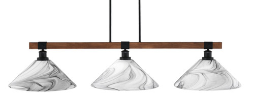 Toltec Lighting - 1863-MBWG-2169 - Three Light Bar - Tacoma - Matte Black & Painted Wood-look Metal
