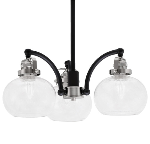 Toltec Lighting - 1943-MBBN-202 - Three Light Chandelier - Easton - Matte Black & Brushed Nickel