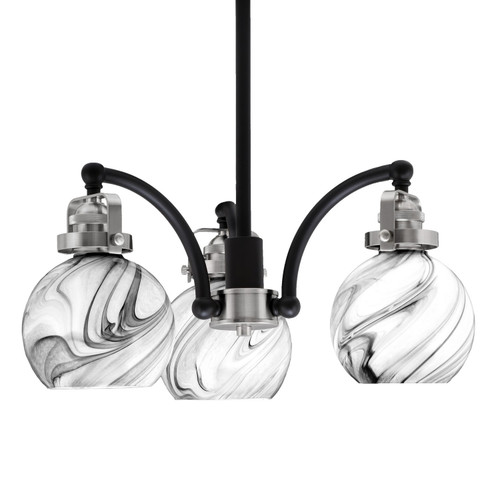 Toltec Lighting - 1943-MBBN-4109 - Three Light Chandelier - Easton - Matte Black & Brushed Nickel