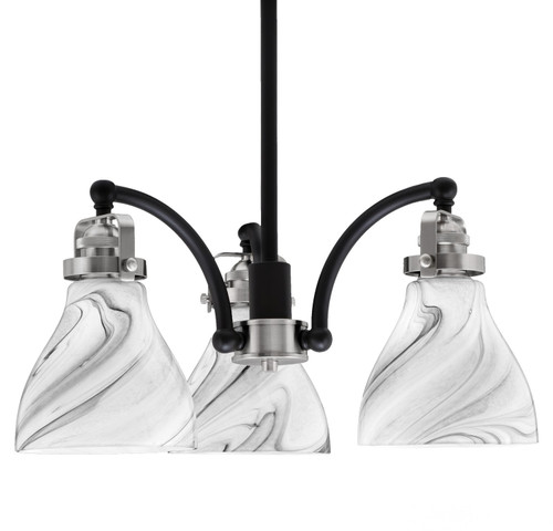 Toltec Lighting - 1943-MBBN-4769 - Three Light Chandelier - Easton - Matte Black & Brushed Nickel