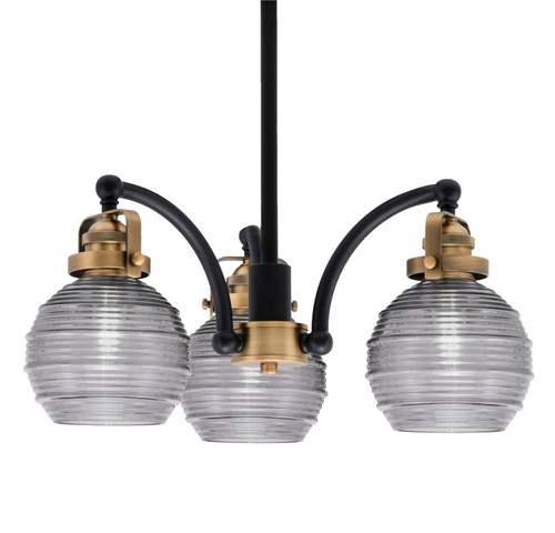 Toltec Lighting - 1943-MBBR-5112 - Three Light Chandelier - Easton - Matte Black & Brass