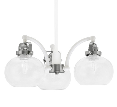 Toltec Lighting - 1943-WHBN-202 - Three Light Chandelier - Easton - White & Brushed Nickel