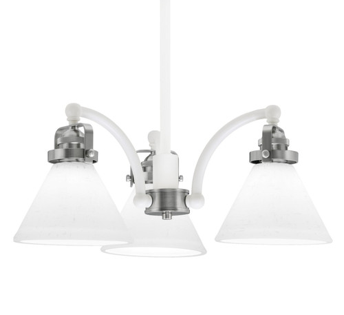 Toltec Lighting - 1943-WHBN-312 - Three Light Chandelier - Easton - White & Brushed Nickel