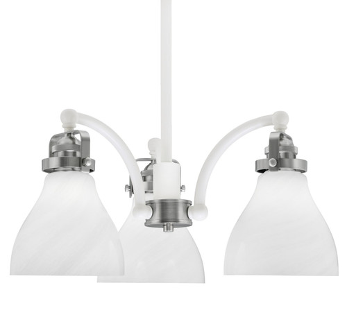 Toltec Lighting - 1943-WHBN-4761 - Three Light Chandelier - Easton - White & Brushed Nickel