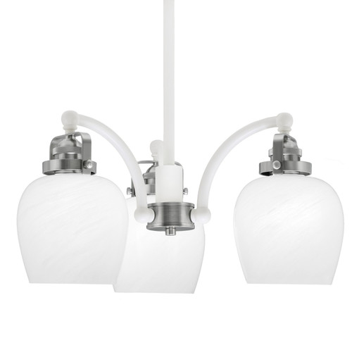 Toltec Lighting - 1943-WHBN-4811 - Three Light Chandelier - Easton - White & Brushed Nickel