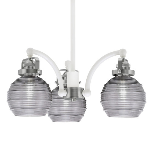 Toltec Lighting - 1943-WHBN-5112 - Three Light Chandelier - Easton - White & Brushed Nickel