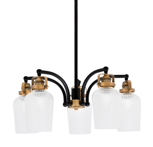 Toltec Lighting - 1945-MBBR-4250 - Five Light Chandelier - Easton - Matte Black & Brass