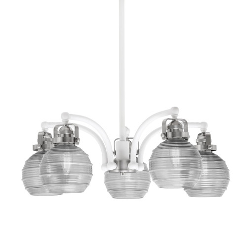 Toltec Lighting - 1945-WHBN-5110 - Five Light Chandelier - Easton - White & Brushed Nickel