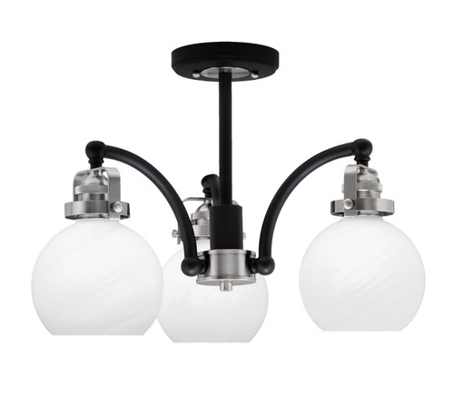 Toltec Lighting - 1947-MBBN-4101 - Three Light Semi-Flush Mount - Easton - Matte Black & Brushed Nickel
