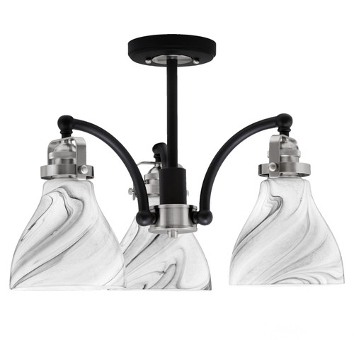 Toltec Lighting - 1947-MBBN-4769 - Three Light Semi-Flush Mount - Easton - Matte Black & Brushed Nickel