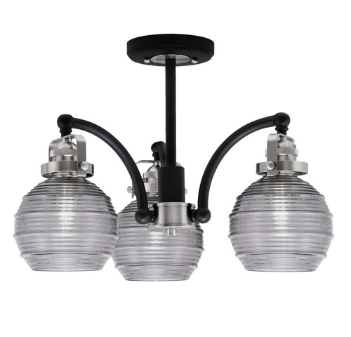 Toltec Lighting - 1947-MBBN-5112 - Three Light Semi-Flush Mount - Easton - Matte Black & Brushed Nickel
