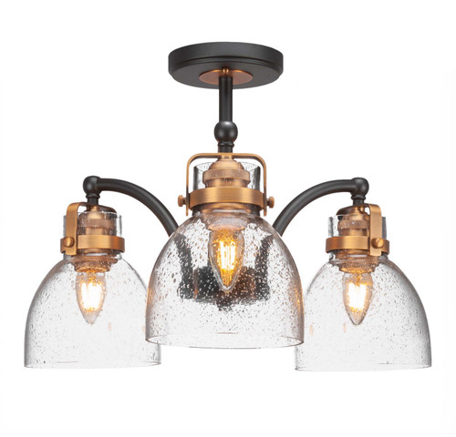 Toltec Lighting - 1947-MBBR-4110 - Three Light Semi-Flush Mount - Easton - Matte Black & Brass