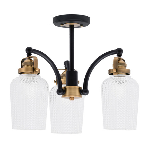 Toltec Lighting - 1947-MBBR-4250 - Three Light Semi-Flush Mount - Easton - Matte Black & Brass