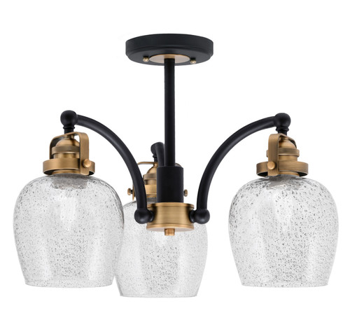 Toltec Lighting - 1947-MBBR-4812 - Three Light Semi-Flush Mount - Easton - Matte Black & Brass