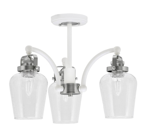 Toltec Lighting - 1947-WHBN-210 - Three Light Semi-Flush Mount - Easton - White & Brushed Nickel
