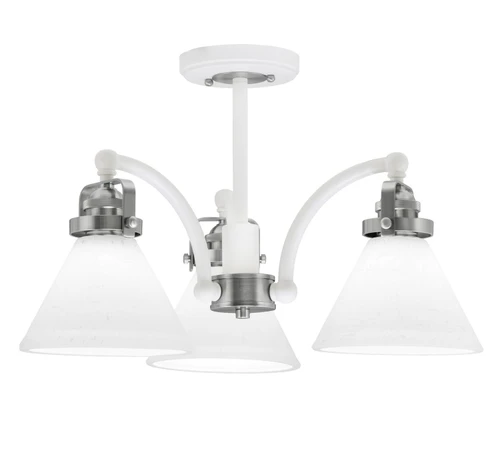 Toltec Lighting - 1947-WHBN-312 - Three Light Semi-Flush Mount - Easton - White & Brushed Nickel