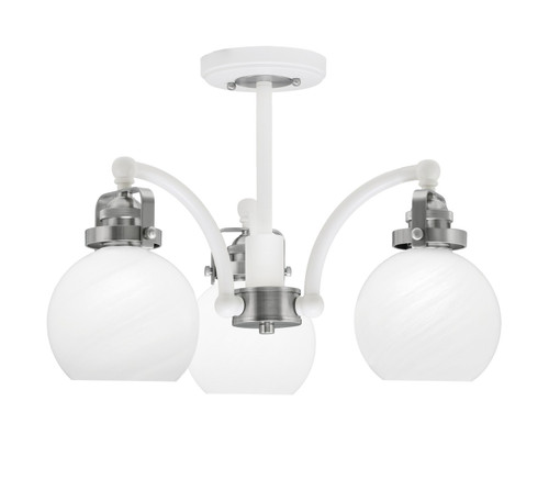 Toltec Lighting - 1947-WHBN-4101 - Three Light Semi-Flush Mount - Easton - White & Brushed Nickel
