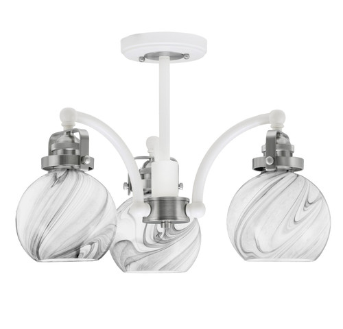 Toltec Lighting - 1947-WHBN-4109 - Three Light Semi-Flush Mount - Easton - White & Brushed Nickel