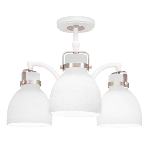 Toltec Lighting - 1947-WHBN-4111 - Three Light Semi-Flush Mount - Easton - White & Brushed Nickel