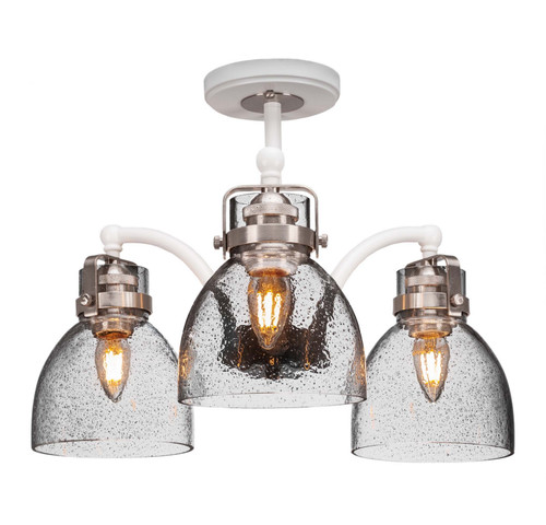 Toltec Lighting - 1947-WHBN-4119 - Three Light Semi-Flush Mount - Easton - White & Brushed Nickel
