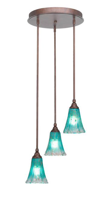 Toltec Lighting - 2143-BRZ-725 - Three Light Cluster Pendalier - Empire - Bronze