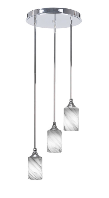 Toltec Lighting - 2143-CH-3009 - Three Light Cluster Pendalier - Empire - Chrome