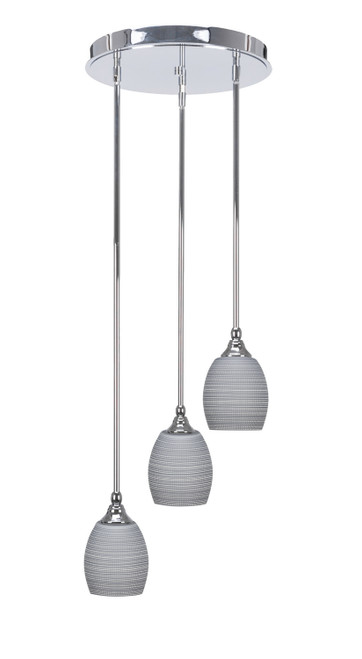 Toltec Lighting - 2143-CH-4022 - Three Light Cluster Pendalier - Empire - Chrome
