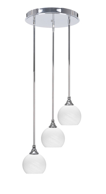 Toltec Lighting - 2143-CH-4101 - Three Light Cluster Pendalier - Empire - Chrome