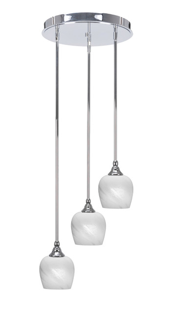 Toltec Lighting - 2143-CH-4811 - Three Light Cluster Pendalier - Empire - Chrome