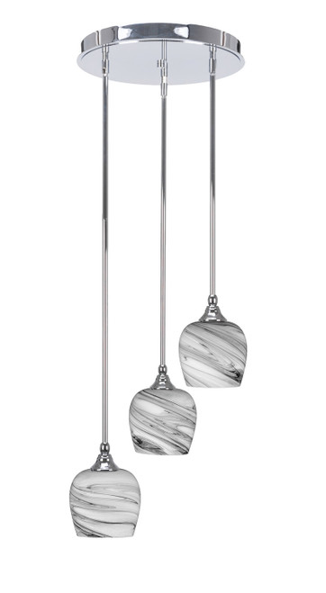 Toltec Lighting - 2143-CH-4819 - Three Light Cluster Pendalier - Empire - Chrome