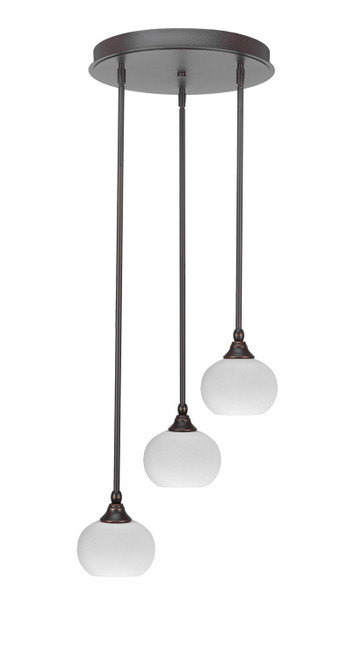 Toltec Lighting - 2143-DG-212 - Three Light Cluster Pendalier - Empire - Dark Granite