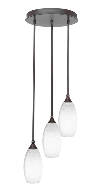 Toltec Lighting - 2143-DG-4041 - Three Light Cluster Pendalier - Empire - Dark Granite