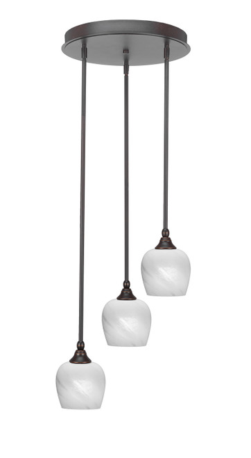 Toltec Lighting - 2143-DG-4811 - Three Light Cluster Pendalier - Empire - Dark Granite