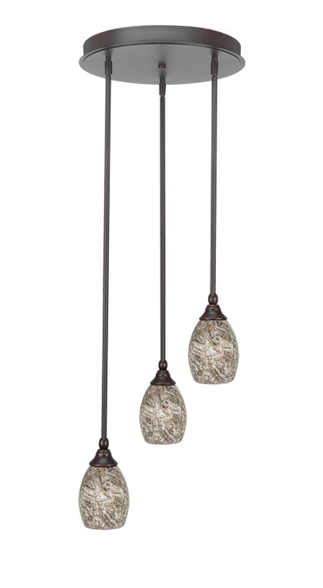 Toltec Lighting - 2143-DG-5054 - Three Light Cluster Pendalier - Empire - Dark Granite