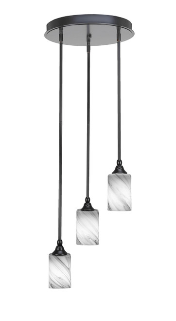 Toltec Lighting - 2143-MB-3009 - Three Light Cluster Pendalier - Empire - Matte Black
