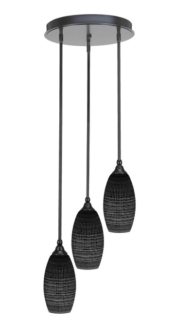 Toltec Lighting - 2143-MB-4049 - Three Light Cluster Pendalier - Empire - Matte Black