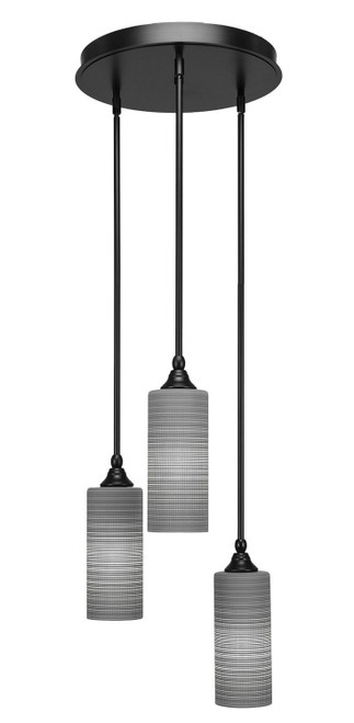 Toltec Lighting - 2143-MB-4092 - Three Light Cluster Pendalier - Empire - Matte Black