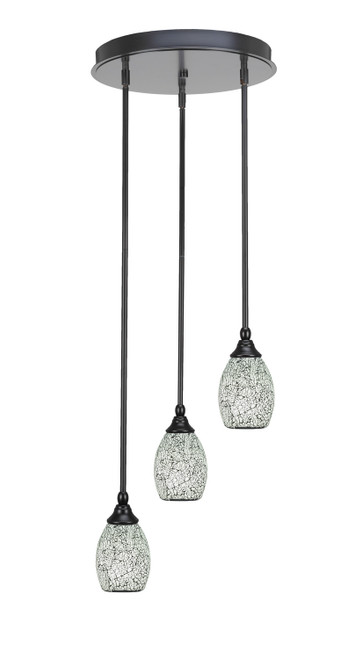 Toltec Lighting - 2143-MB-4165 - Three Light Cluster Pendalier - Empire - Matte Black