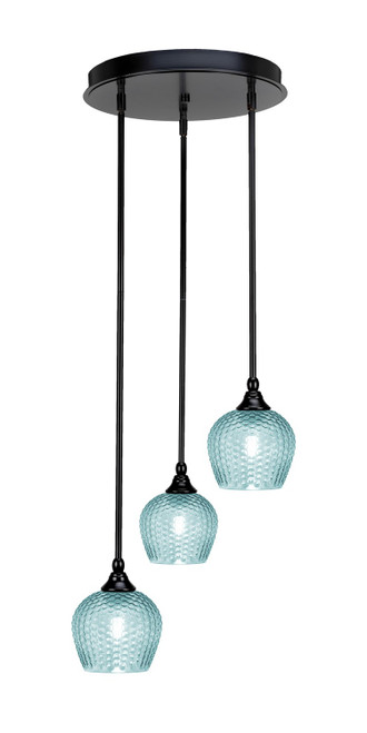 Toltec Lighting - 2143-MB-4605 - Three Light Pendalier - Empire - Matte Black