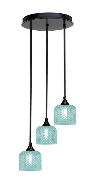 Toltec Lighting - 2143-MB-4615 - Three Light Pendalier - Empire - Matte Black