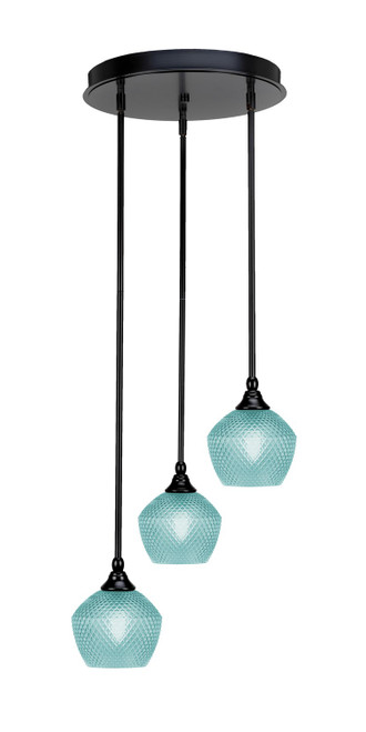 Toltec Lighting - 2143-MB-4625 - Three Light Pendalier - Empire - Matte Black