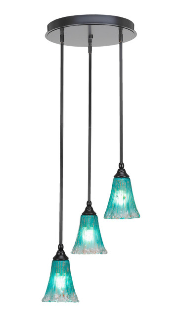 Toltec Lighting - 2143-MB-725 - Three Light Cluster Pendalier - Empire - Matte Black