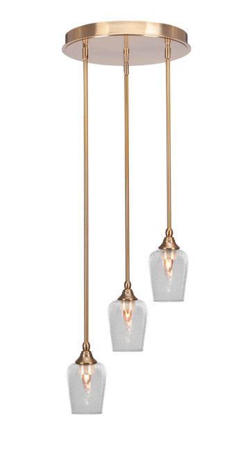 Toltec Lighting - 2143-NAB-210 - Three Light Cluster Pendalier - Empire - New Age Brass