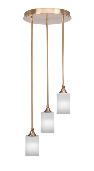 Toltec Lighting - 2143-NAB-3001 - Three Light Cluster Pendalier - Empire - New Age Brass