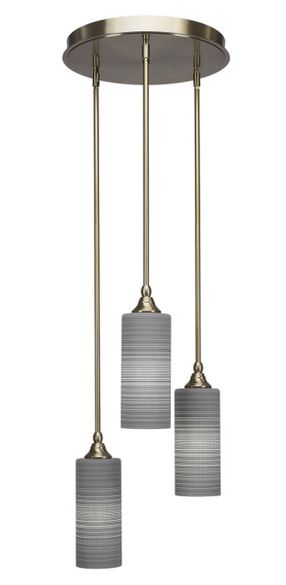 Toltec Lighting - 2143-NAB-4092 - Three Light Cluster Pendalier - Empire - New Age Brass