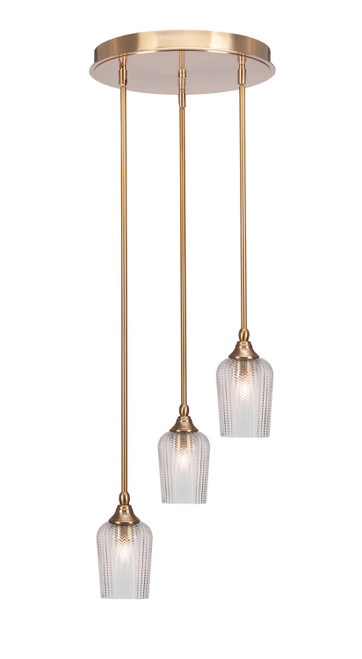 Toltec Lighting - 2143-NAB-4250 - Three Light Cluster Pendalier - Empire - New Age Brass