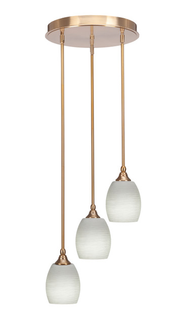 Toltec Lighting - 2143-NAB-615 - Three Light Cluster Pendalier - Empire - New Age Brass