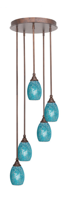 Toltec Lighting - 2145-BRZ-5055 - Five Light Pendalier - Empire - Bronze