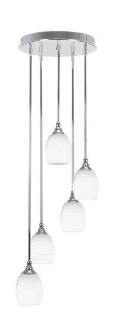 Toltec Lighting - 2145-CH-4021 - Five Light Pendalier - Empire - Chrome